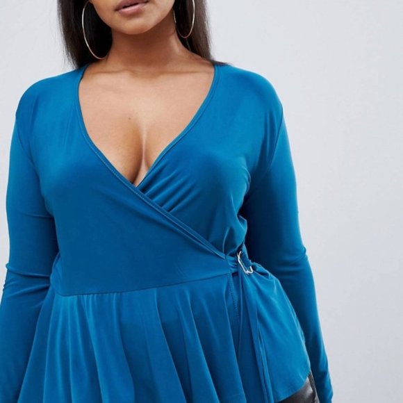 (3/$50) Teal Peplum Blouse - Picture 2 of 4